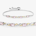 Oval Pink Morganite Prong Silver Infinity Bolo Adjustable Bracelet by Fine Color Jewels