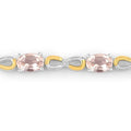 Oval Pink Morganite Prong Silver Infinity Bolo Adjustable Bracelet by Fine Color Jewels