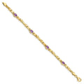 Oval Purple Amethyst Bezel 10K Yellow Gold Fancy Link Bracelet by Fine Color Jewels