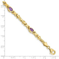 Oval Purple Amethyst Bezel 10K Yellow Gold Fancy Link Bracelet by Fine Color Jewels