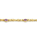 Oval Purple Amethyst Bezel 10K Yellow Gold Fancy Link Bracelet by Fine Color Jewels
