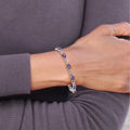 Oval Purple Amethyst & Diamond Prong 14K White Gold Infinity Link Bracelet by Fine Color Jewels