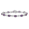 Oval Purple Amethyst & Diamond Prong 14K White Gold Infinity Link Bracelet