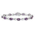 Oval Purple Amethyst & Diamond Prong 14K White Gold Infinity Link Bracelet by Fine Color Jewels