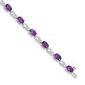 Oval Purple Amethyst & Diamond Prong 14K White Gold Infinity Link Bracelet by Fine Color Jewels