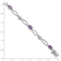 Oval Purple Amethyst & Diamond Prong Sterling Silver Heart Link Bracelet by Fine Color Jewels