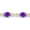 Oval Purple Amethyst Prong Two-Tone Gold Plated Silver Infinity Bolo Adjustable Bracelet by Fine Color Jewels