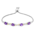 Oval Purple Amethyst Prong Two-Tone Gold Plated Silver Infinity Bolo Adjustable Bracelet by Fine Color Jewels