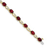 Oval Red Garnet & Diamond Prong 14K Yellow Gold Link Bracelet