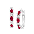 Oval Ruby And CZ Hoop Earrings by DailySale