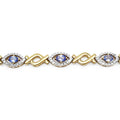 Oval Violet Tanzanite Prong Silver Evil Eye Link Bracelet by Fine Color Jewels