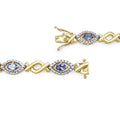 Oval Violet Tanzanite Prong Silver Evil Eye Link Bracelet by Fine Color Jewels