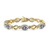 Oval Violet Tanzanite Prong Silver Evil Eye Link Bracelet