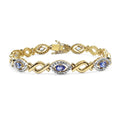 Oval Violet Tanzanite Prong Silver Evil Eye Link Bracelet by Fine Color Jewels