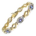 Oval Violet Tanzanite Prong Silver Evil Eye Link Bracelet by Fine Color Jewels