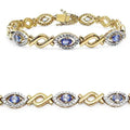 Oval Violet Tanzanite Prong Silver Evil Eye Link Bracelet by Fine Color Jewels