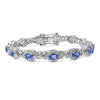 Oval Violet Tanzanite Prong Silver Halo XO Tennis Bracelet