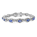 Oval Violet Tanzanite Prong Silver Halo XO Tennis Bracelet by Fine Color Jewels