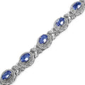 Oval Violet Tanzanite Prong Silver Halo XO Tennis Bracelet by Fine Color Jewels