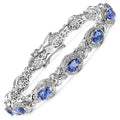 Oval Violet Tanzanite Prong Silver Halo XO Tennis Bracelet by Fine Color Jewels