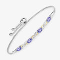 Oval Violet Tanzanite Prong Silver Infinity Bolo Adjustable Bracelet by Fine Color Jewels