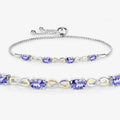 Oval Violet Tanzanite Prong Silver Infinity Bolo Adjustable Bracelet by Fine Color Jewels