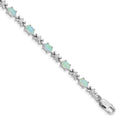 Oval White Created Opal & CZ Prong Sterling Silver X Link Bracelet by Fine Color Jewels