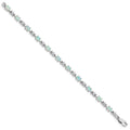 Oval White Created Opal & CZ Prong Sterling Silver X Link Bracelet by Fine Color Jewels