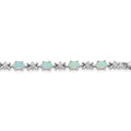 Oval White Created Opal & CZ Prong Sterling Silver X Link Bracelet by Fine Color Jewels