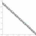 Oval White Created Opal & Diamond Prong Sterling Silver Infinity Link Bracelet by Fine Color Jewels