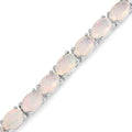 Oval White Ethiopian Opal Prong Silver Tennis Bracelet by Fine Color Jewels