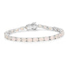 Oval White Ethiopian Opal Prong Silver Tennis Bracelet