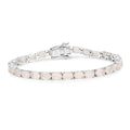 Oval White Ethiopian Opal Prong Silver Tennis Bracelet by Fine Color Jewels
