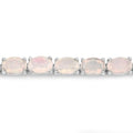 Oval White Ethiopian Opal Prong Silver Tennis Bracelet by Fine Color Jewels