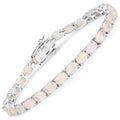 Oval White Ethiopian Opal Prong Silver Tennis Bracelet by Fine Color Jewels
