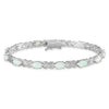 Oval White Genuine Opal & Diamond Prong Sterling Silver Infinity Link Bracelet