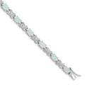 Oval White Genuine Opal & Diamond Prong Sterling Silver Infinity Link Bracelet by Fine Color Jewels