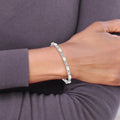 Oval White Genuine Opal & Diamond Prong Sterling Silver Infinity Link Bracelet by Fine Color Jewels