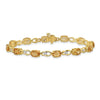 Oval Yellow Citrine & Diamond Prong 14K Yellow Gold Link Bracelet