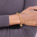 Oval Yellow Citrine & Diamond Prong 14K Yellow Gold Link Bracelet by Fine Color Jewels