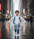 Ozznek Kids Clear Waterproof Raincoat – Transparent Backpack-Friendly Rain Jacket with Hood & Visor by ozznekshoes