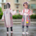 Ozznek Kids Clear Waterproof Raincoat – Transparent Backpack-Friendly Rain Jacket with Hood & Visor by ozznekshoes