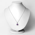 1.80 Ct Round Purple Amethyst and Diamond Prong Silver Floral Pendant Necklace by Fine Color Jewels