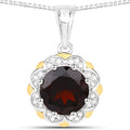 2.32 Carat Genuine Garnet and White Diamond 14K Yellow Gold with .925 Sterling Silver Pendant by Bids.com