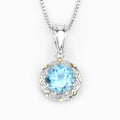 2.32 Carat Genuine Swiss Blue Topaz & White Diamond 14K Yellow Gold with .925 Silver Pendant by Avera Group