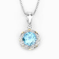 2.32 Carat Genuine Swiss Blue Topaz and White Diamond 14K Yellow Gold with .925 Sterling Silver Pendant by Bids.com