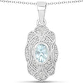 0.48 Carat Genuine Aquamarine and White Topaz .925 Sterling Silver Pendant by Avera Group
