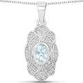 0.48 Carat Genuine Aquamarine and White Topaz .925 Sterling Silver Pendant by Bids.com