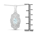 0.48 Carat Genuine Aquamarine and White Topaz .925 Sterling Silver Pendant by Avera Group