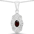 0.63 Carat Genuine Garnet and White Topaz .925 Sterling Silver Pendant by Bids.com